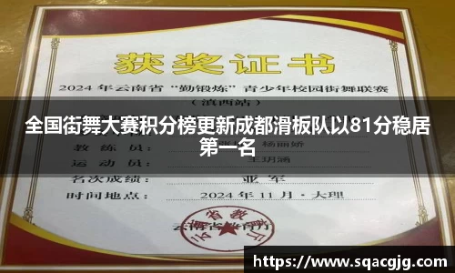 全国街舞大赛积分榜更新成都滑板队以81分稳居第一名