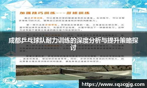成都乒乓球队耐力训练的深度分析与提升策略探讨